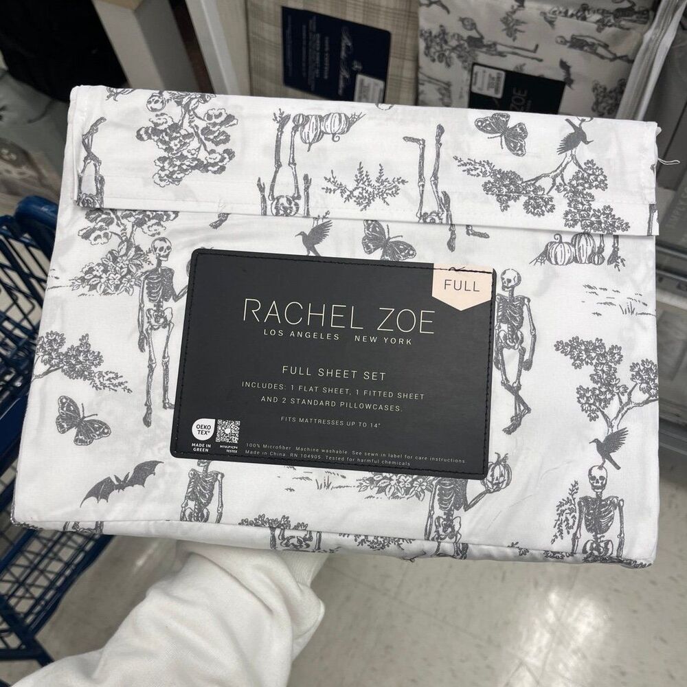 Rachel Zoe Halloween Skeleton Butterfly Pumpkin Sheet Set (Full)